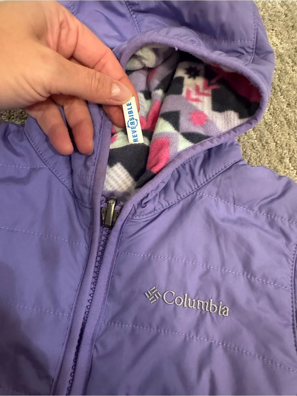 Columbia Girls' Lavender Hooded Puffer Jacket